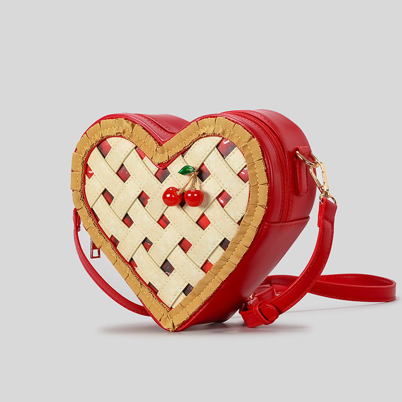 Heart-Shaped Woven Crossbody Bag