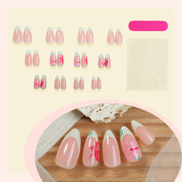 Acrylic nail set with stylish floral tips Kalsten