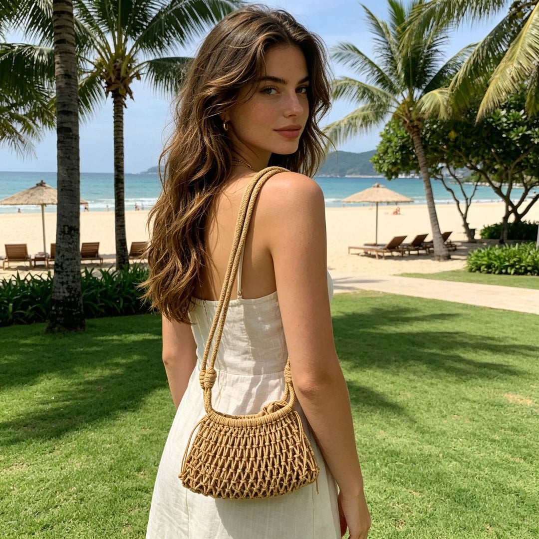 Hand-knotted tote bag with adjustable shoulder strap Kalsten