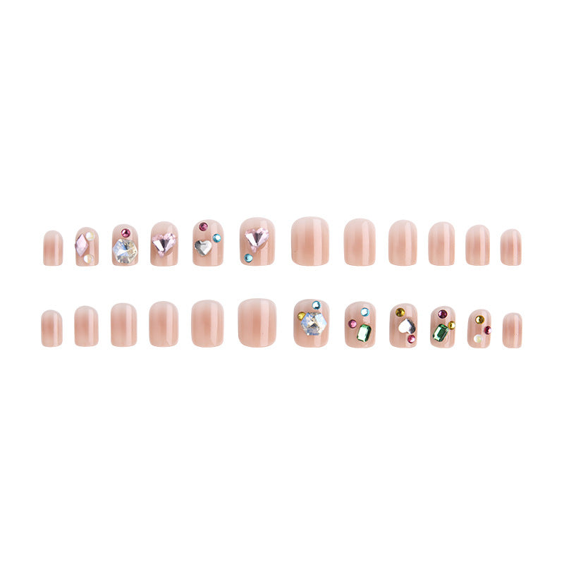 Acrylic nail set with sparkling 3D applications and beautiful heart designs Kalsten