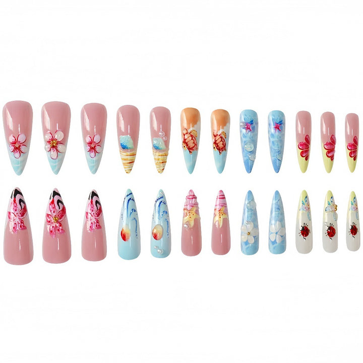 Artistic Marine-Inspired Press-On Nail Set Kalsten