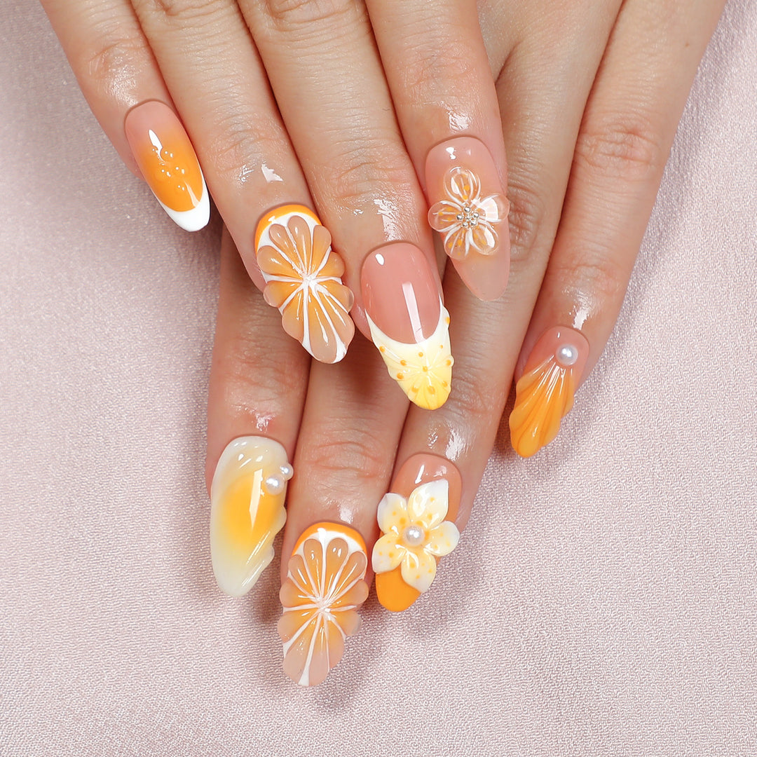 Creative nail art set with floral and glitter embellishments Kalsten