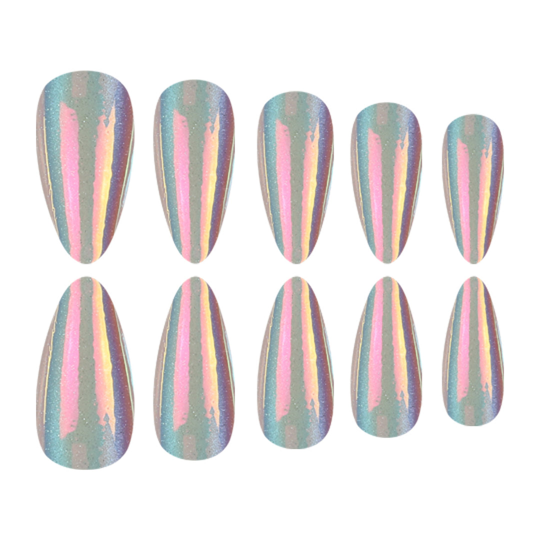 Glamorous Stiletto Press-On Nails with Iridescent Finish Kalsten