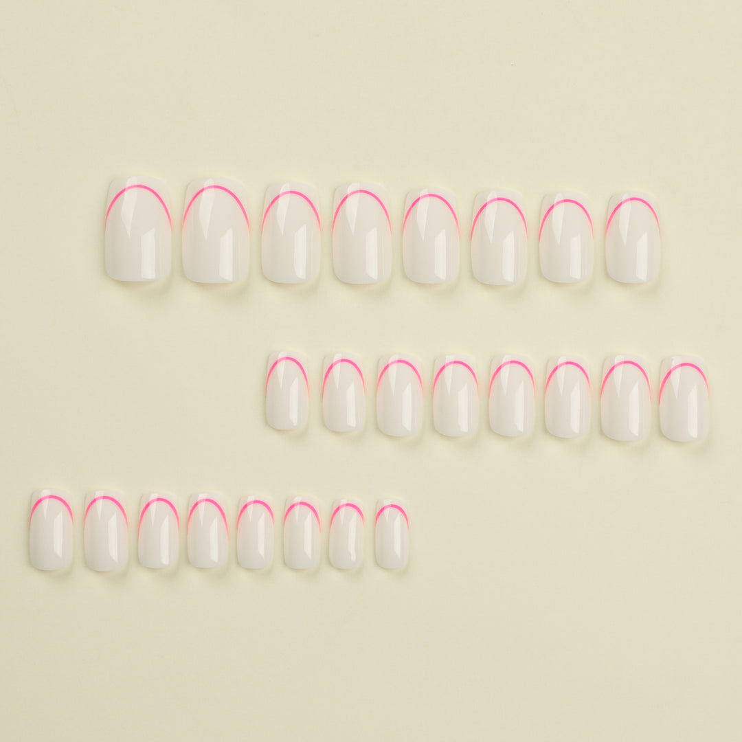 Stylish artificial nails with elegant French tip and modern accents Kalsten