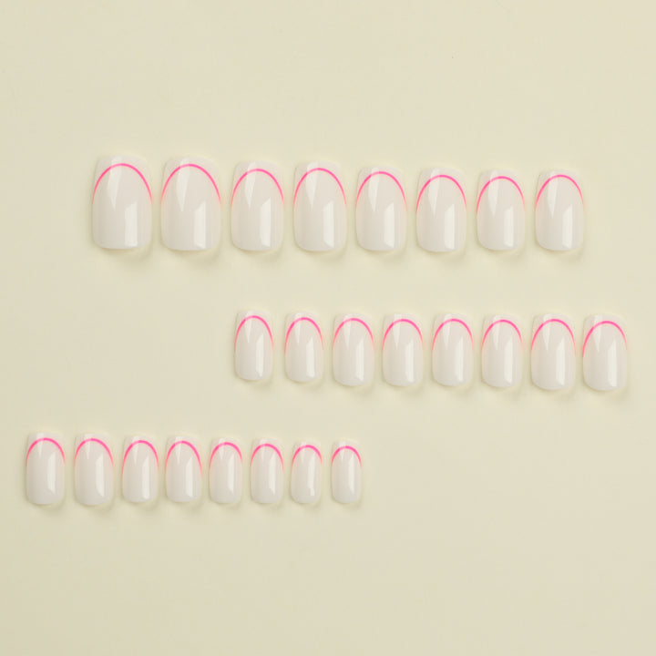 Stylish artificial nails with elegant French tip and modern accents Kalsten