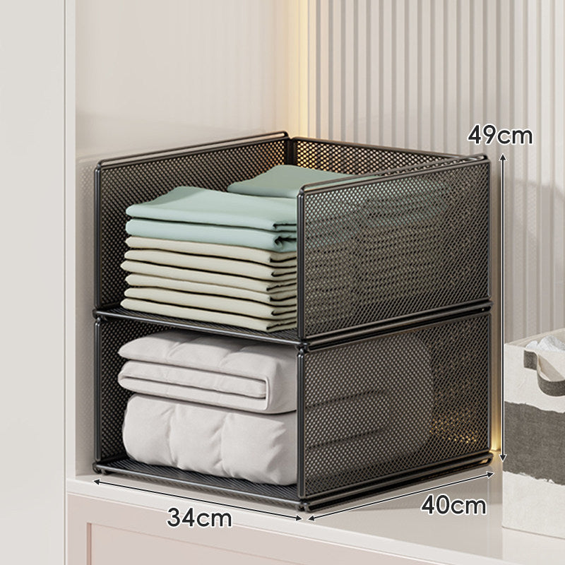 Vertical Stackable Mesh Closet Storage Tower with Four Pull-Out Ventilated Drawers