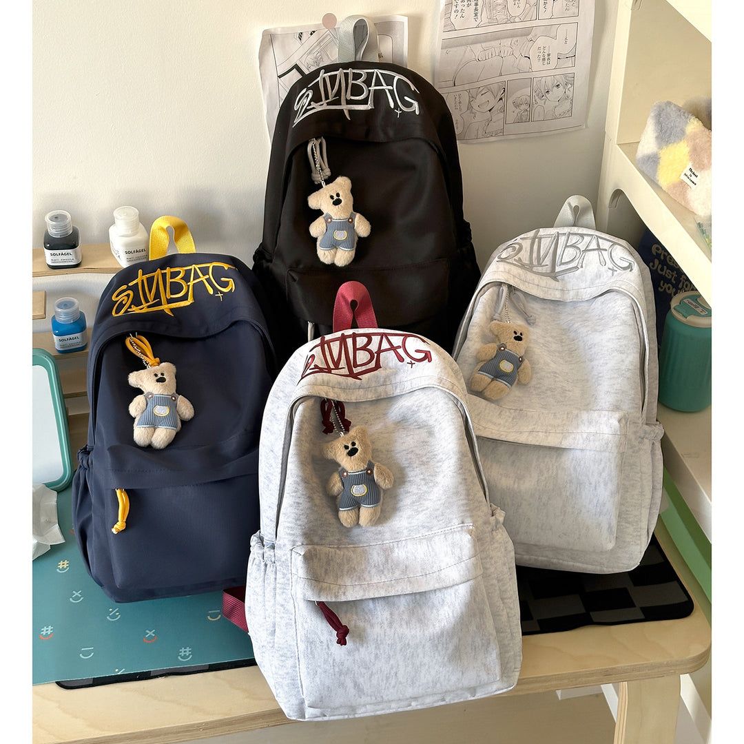 Casual Backpack with Cute Plush Keychain Kalsten
