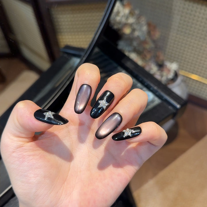 Glamorous Press-On Nail Enhancements with Rhinestone Accents Kalsten