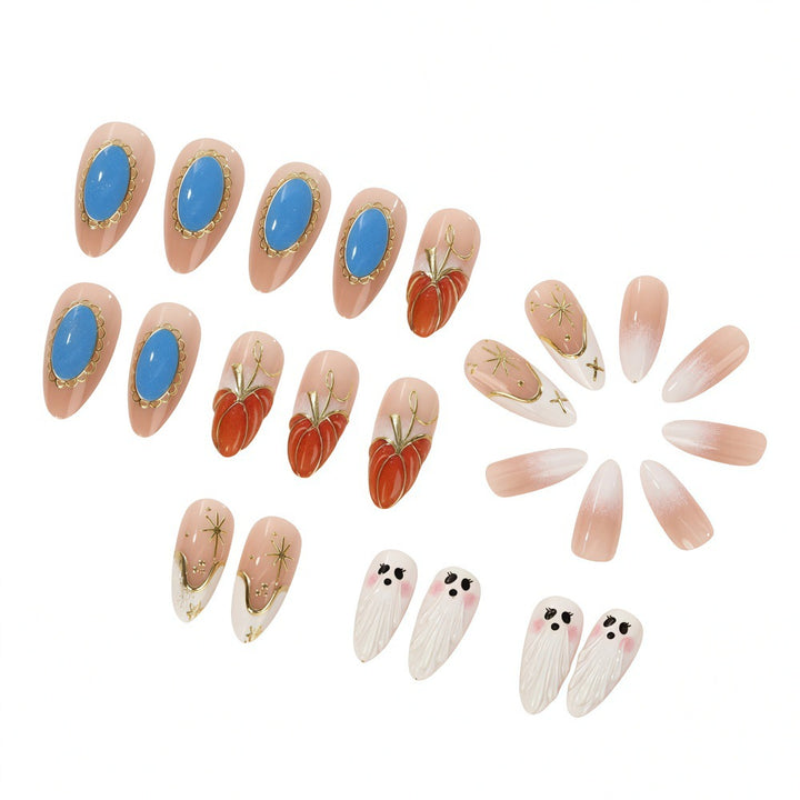 Creative artificial nails with autumn design and detailed accents Kalsten