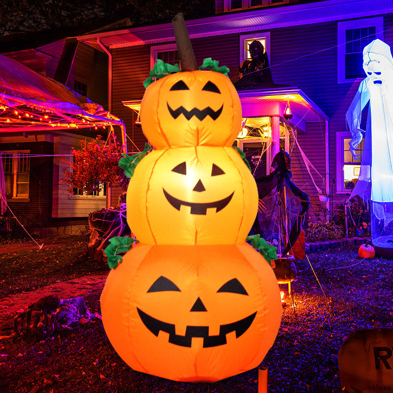 Inflatable Halloween garden figure with integrated LED lighting and ground stakes