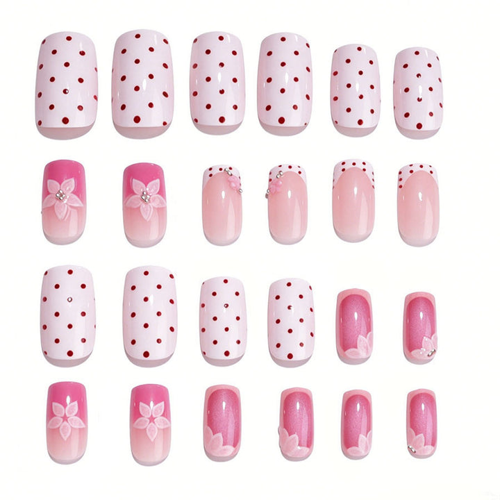 Acrylic nail set with romantic flower design Kalsten