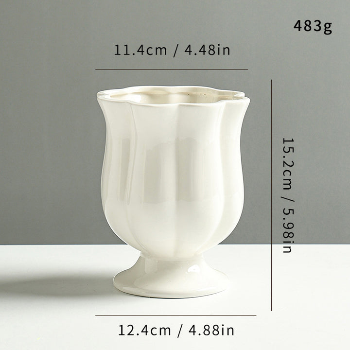 Elegant Sculpted Ceramic Flower Pot