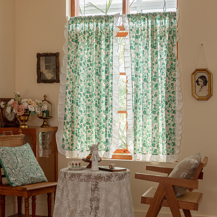Floral Print Sheer Window Curtains