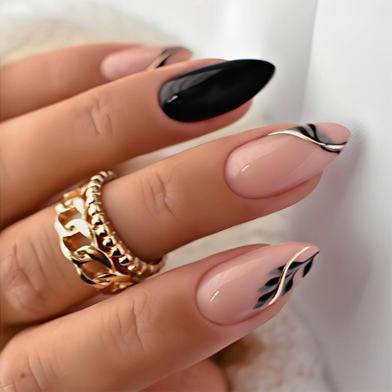 Elegant Press-On Nail Art Set with Artistic Designs Kalsten