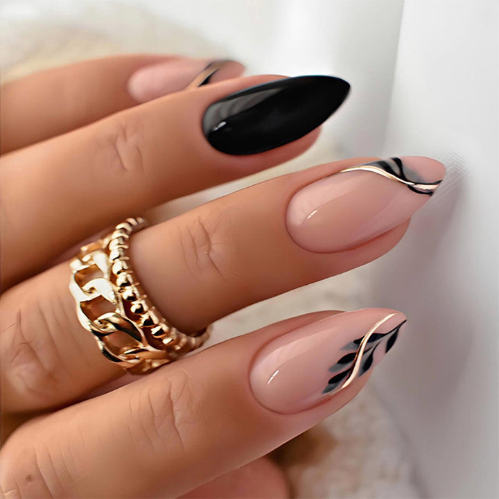 Elegant Press-On Nail Art Set with Artistic Designs Kalsten