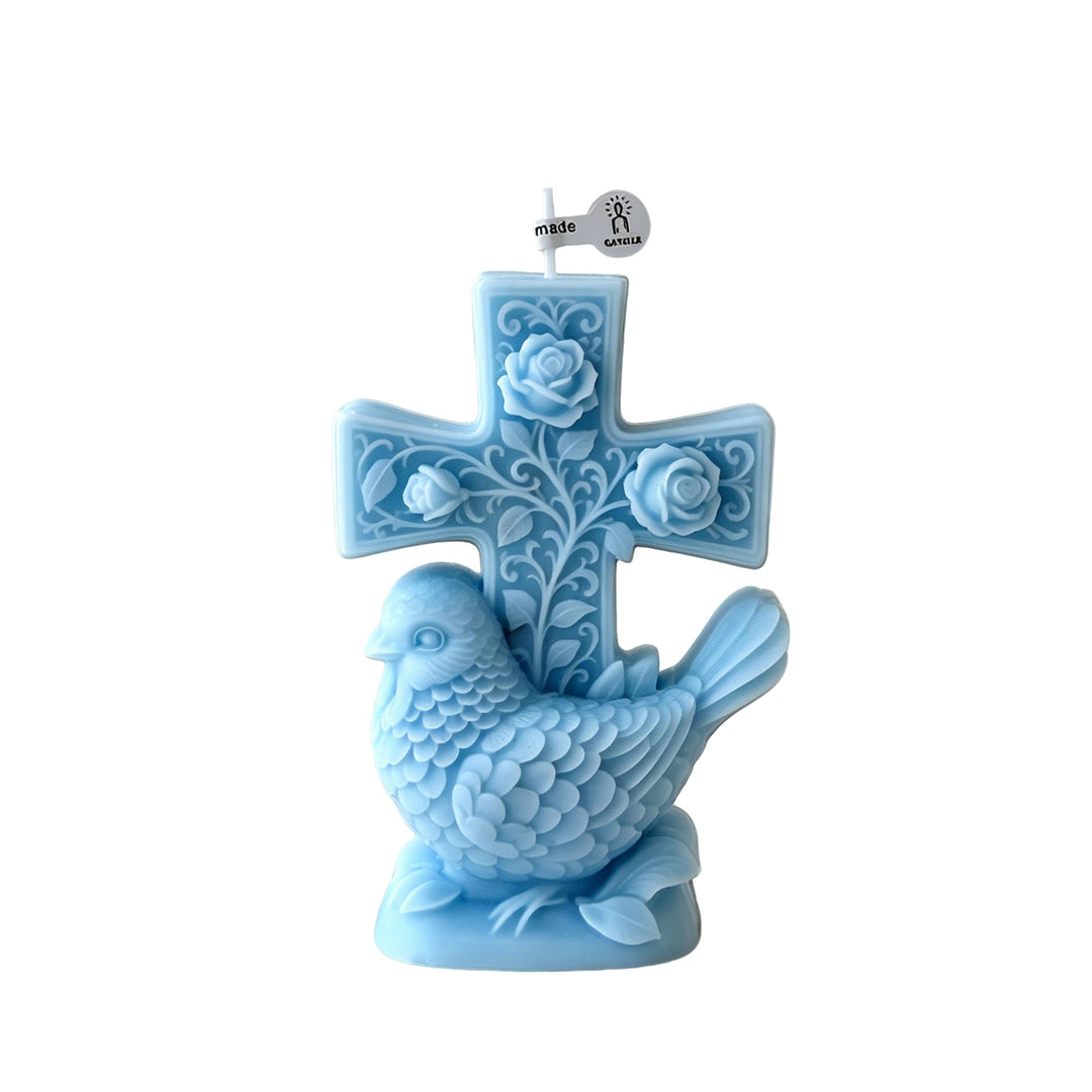 Ornamental Cross and Dove Candle