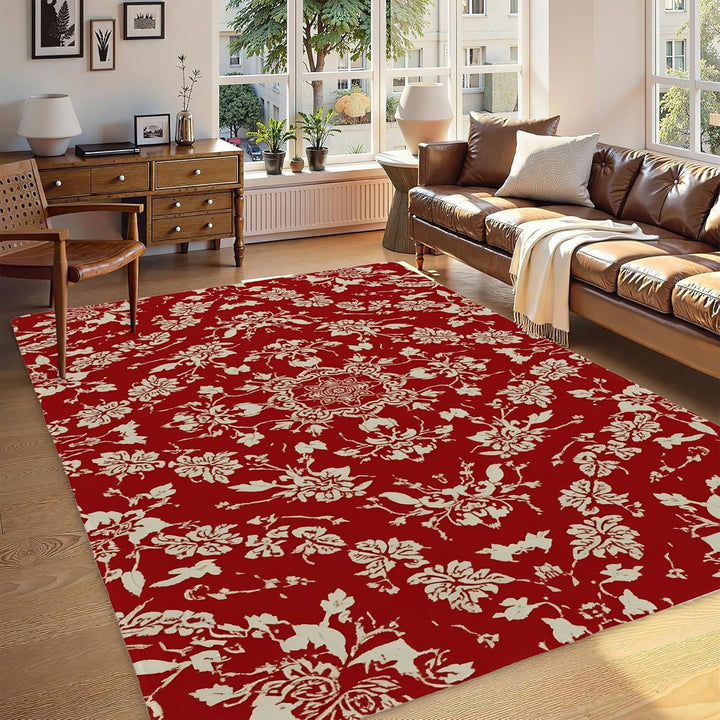 Abstract Leaf Print Area Rug