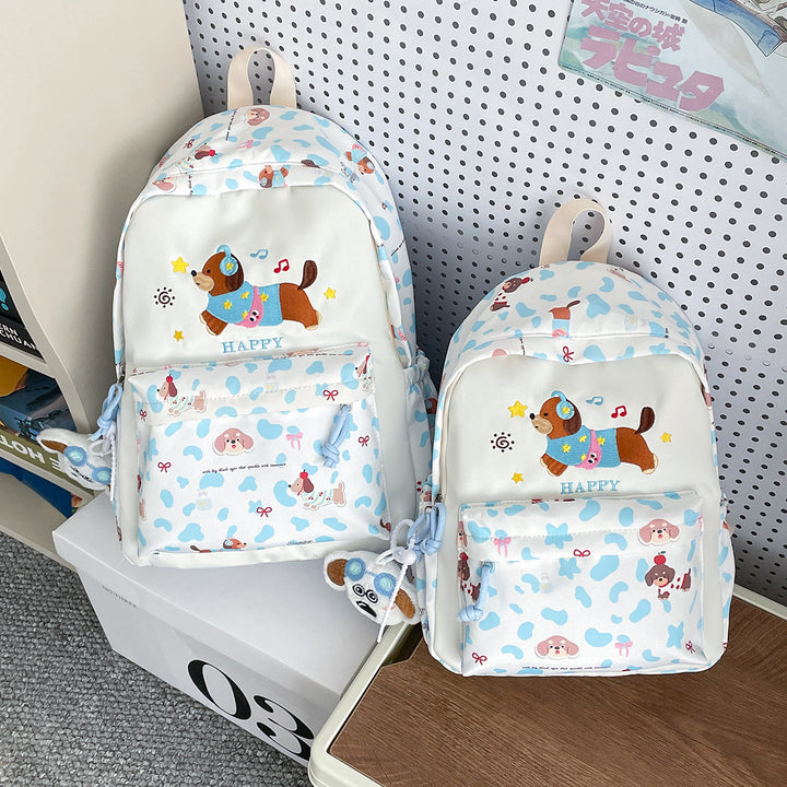 Backpack with Cheerful Dog Design and Multifunctional Compartment Layout Kalsten
