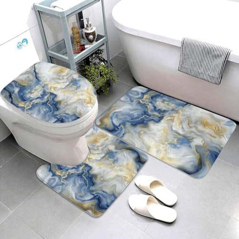 Geometric Pattern Bathroom Mat Set