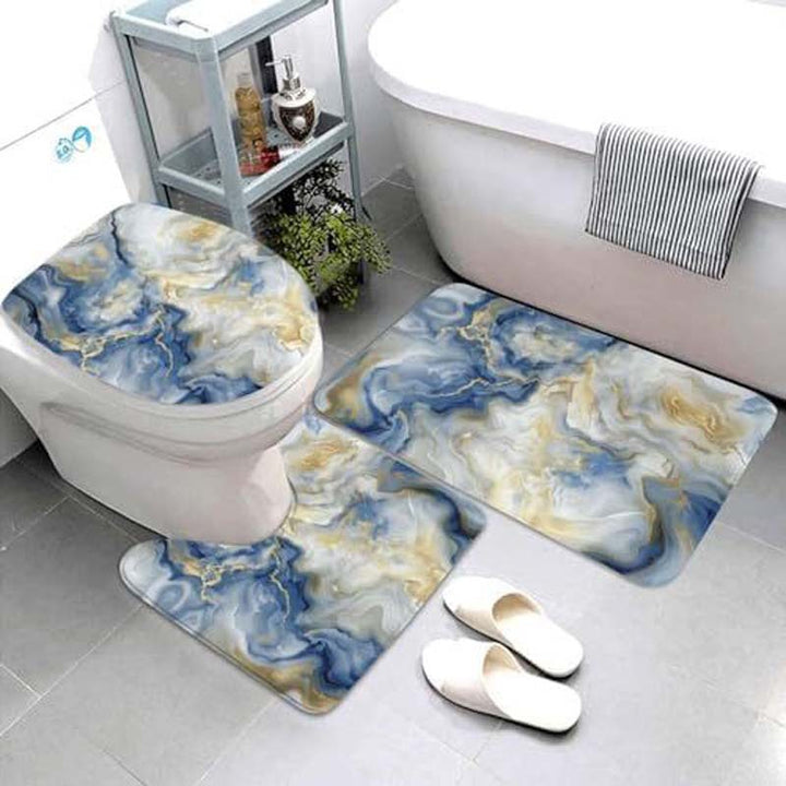 Geometric Pattern Bathroom Mat Set