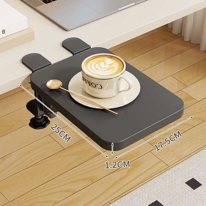Clip-On Bamboo Folding Cup and Snack Side Table with Adjustable Swivel Clamp
