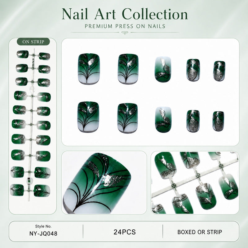 Premium Artificial Nails with Plant Motif Kalsten