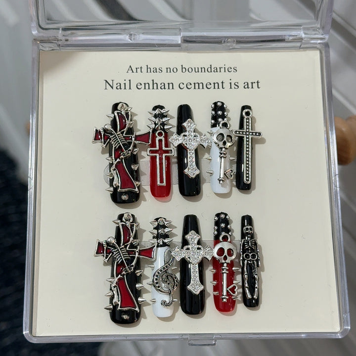 Gothic-Inspired Decorative Nail Art Enhancements