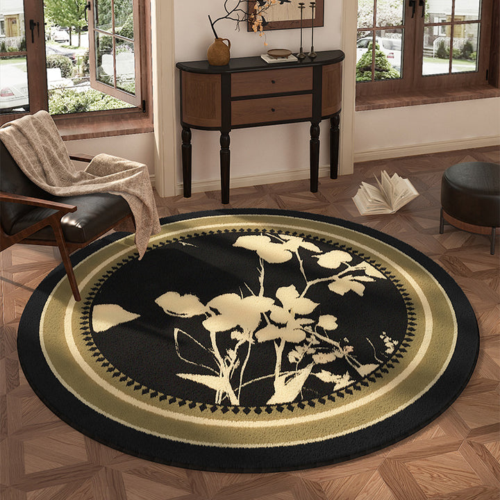 Round Floral Design Area Rug