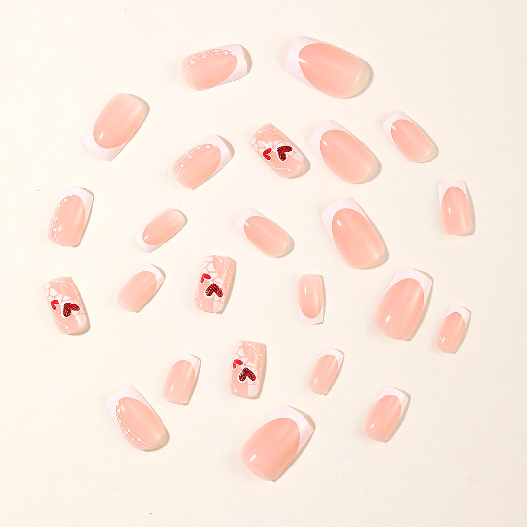 Heart-Embellished Acrylic Nail Art Extensions Kalsten