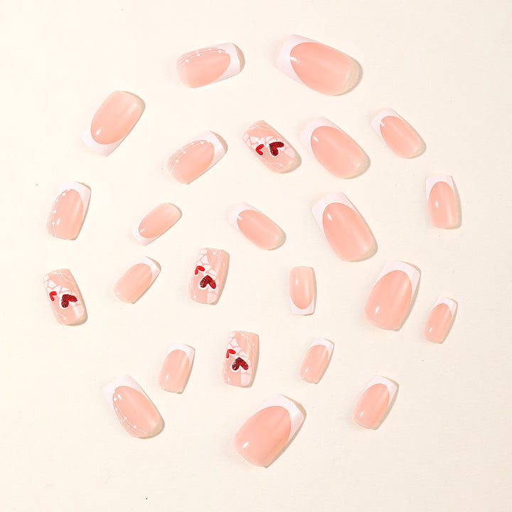 Heart-Embellished Acrylic Nail Art Extensions Kalsten