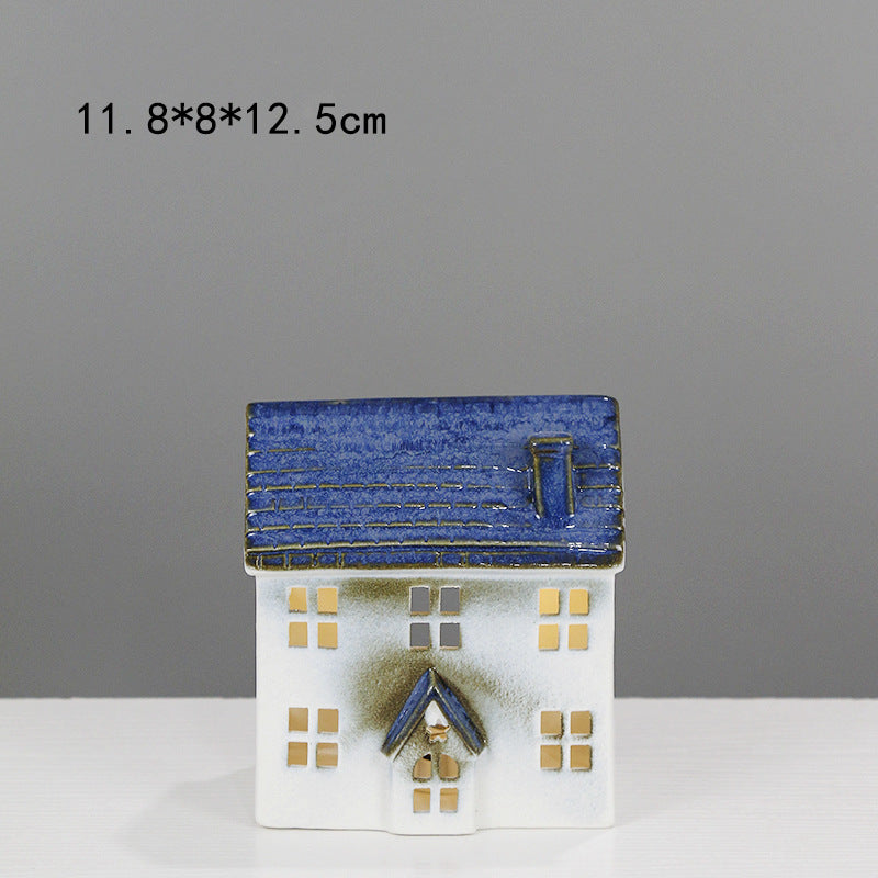 Ceramic House-Shaped Decorative Lantern Kalsten