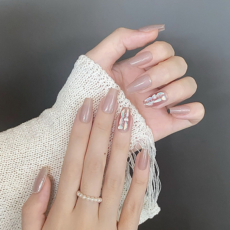 Elegant Long Press-On Nails Set with Artistic Tips Kalsten