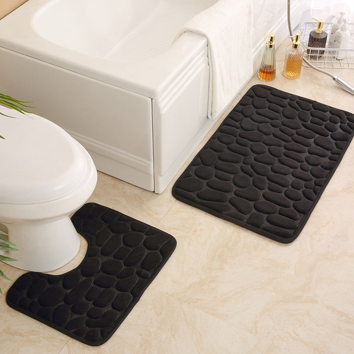Textured Stone Pattern Bath Mat Set Kalsten