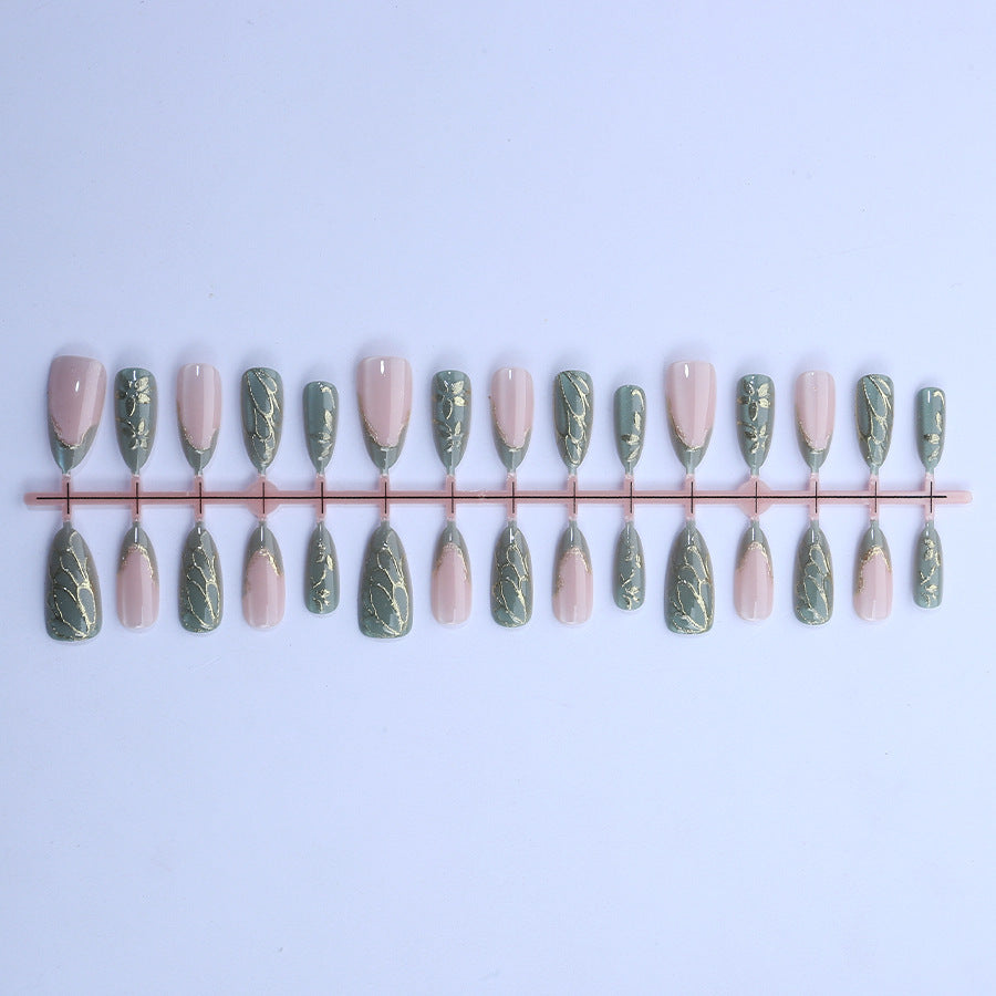 Artistic Nail Art Set with Gold and Leaf Design Kalsten