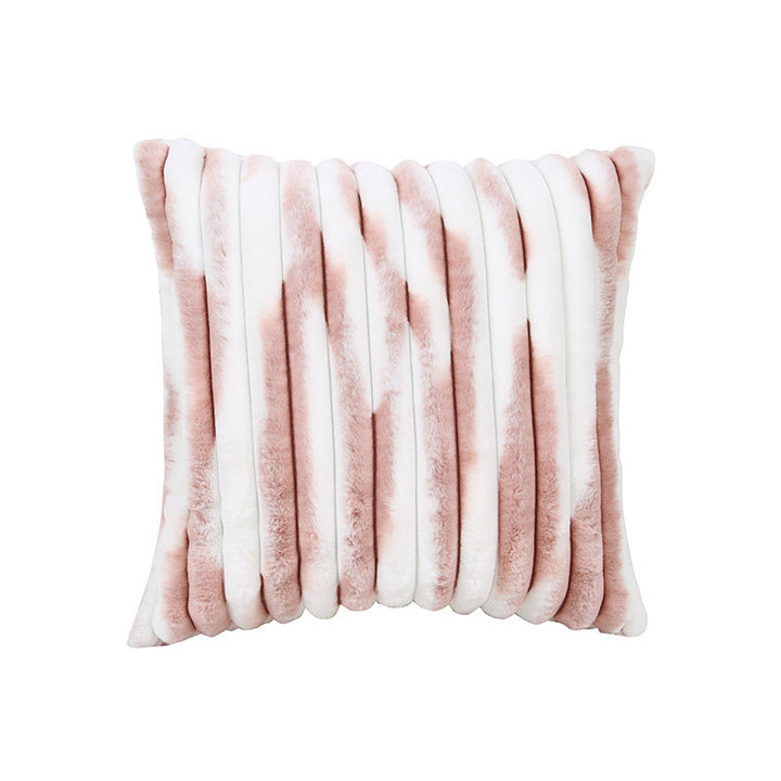 Square cushion cover made of wavy artificial fur with ribbed tube structure Kalsten