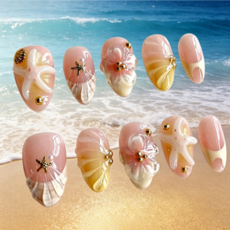 Artistic Press-On Nail Set with Unique Summer Designs Kalsten