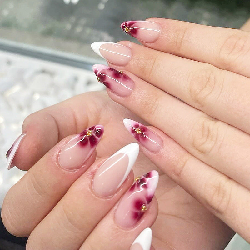Elegant Floral Press-On Nail Tips Kalsten
