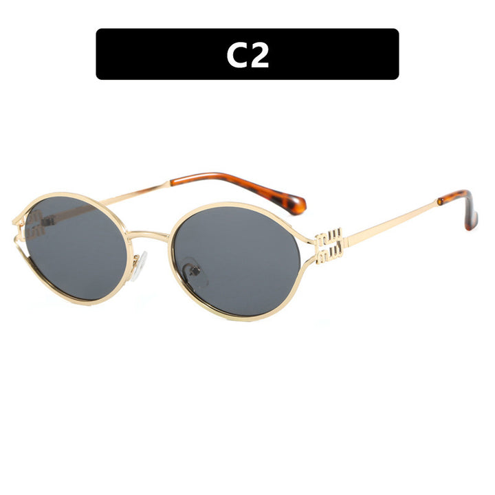 Women's Oval Sunglasses with Elegant Metal Frame and Fashionable Design Kalsten