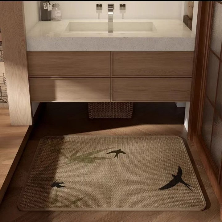 Textured Floral Design Bathroom Mat