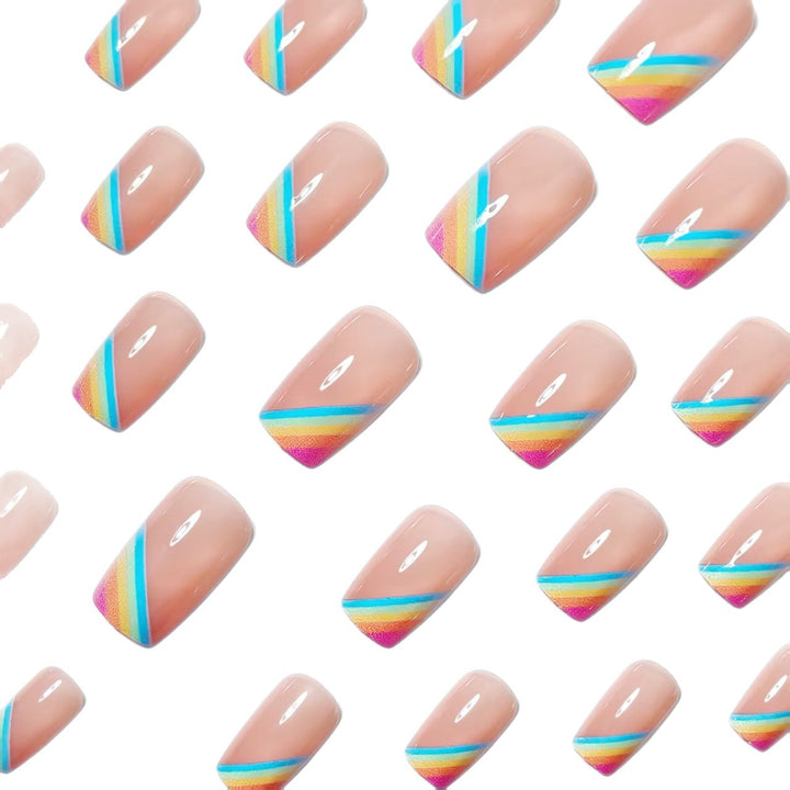 Elegant Rainbow French Tip Nail Art Kalsten