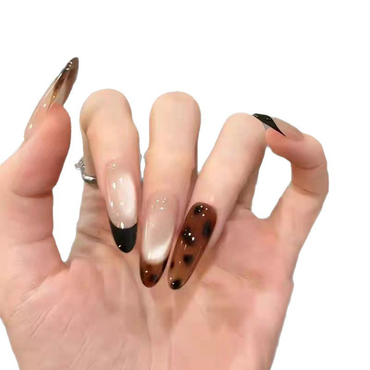 Artistic Press-On Nail Set with Elegant Floral and Gemstone Accents Kalsten