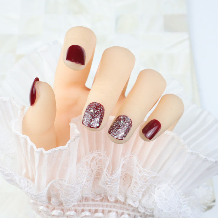 Glossy Press-On Nail Set with Glitter Accents Kalsten