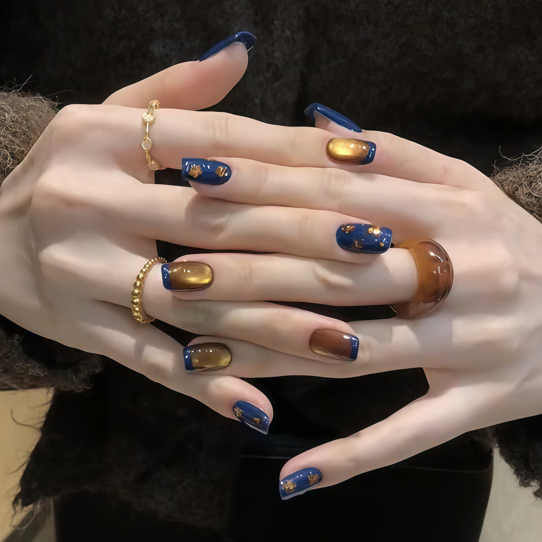 Artificial nails with elegant gradient and sparkling accents Kalsten