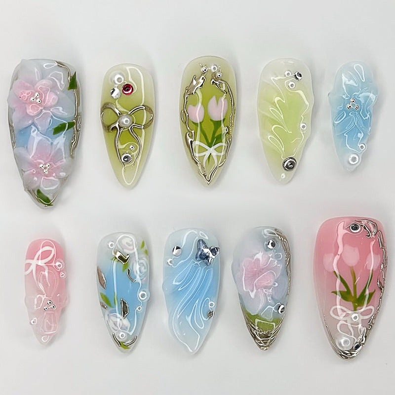 Floral Articulated Press-On Nail Set Kalsten