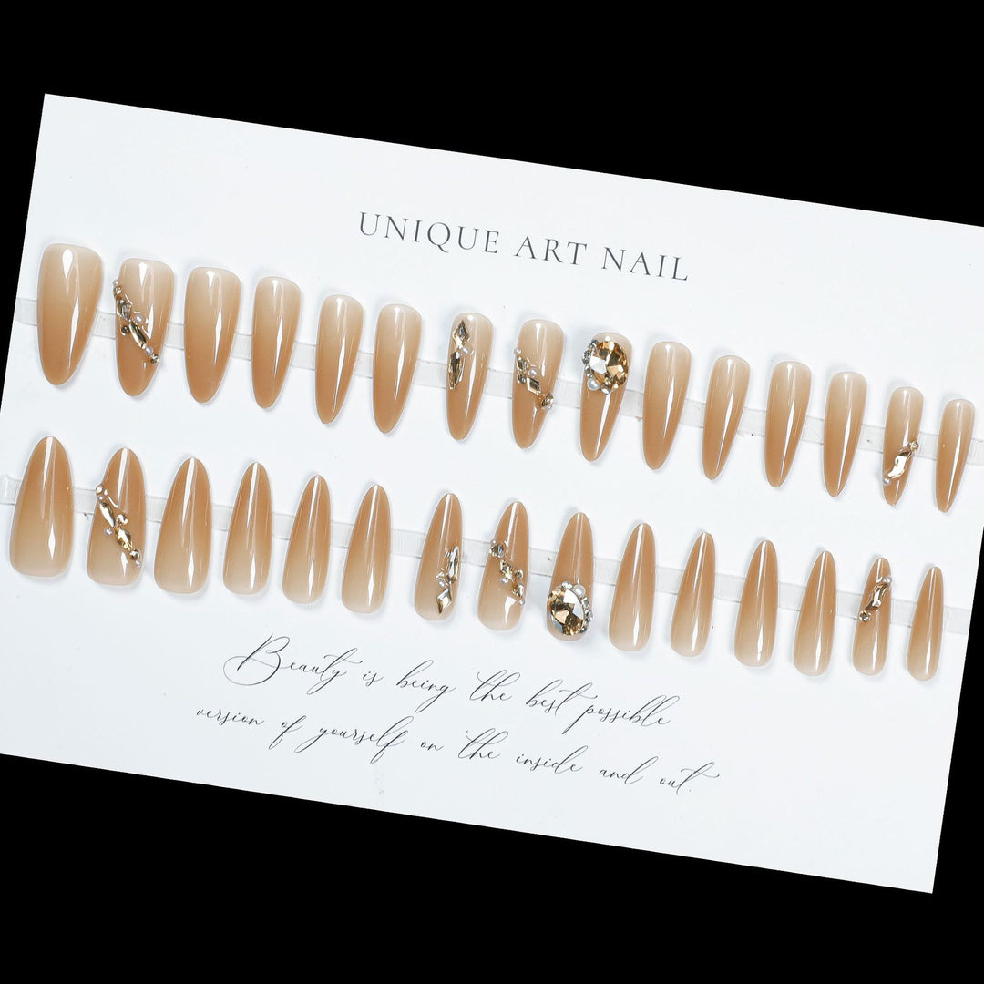 Glamorous Crystal-Embellished Press-On Nail Set Kalsten