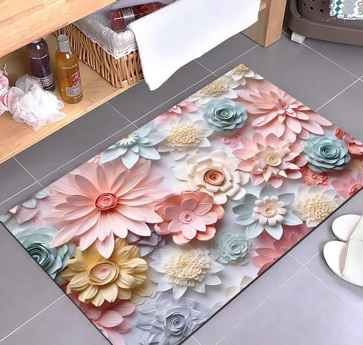 Luxurious Floral Design Bath Mat