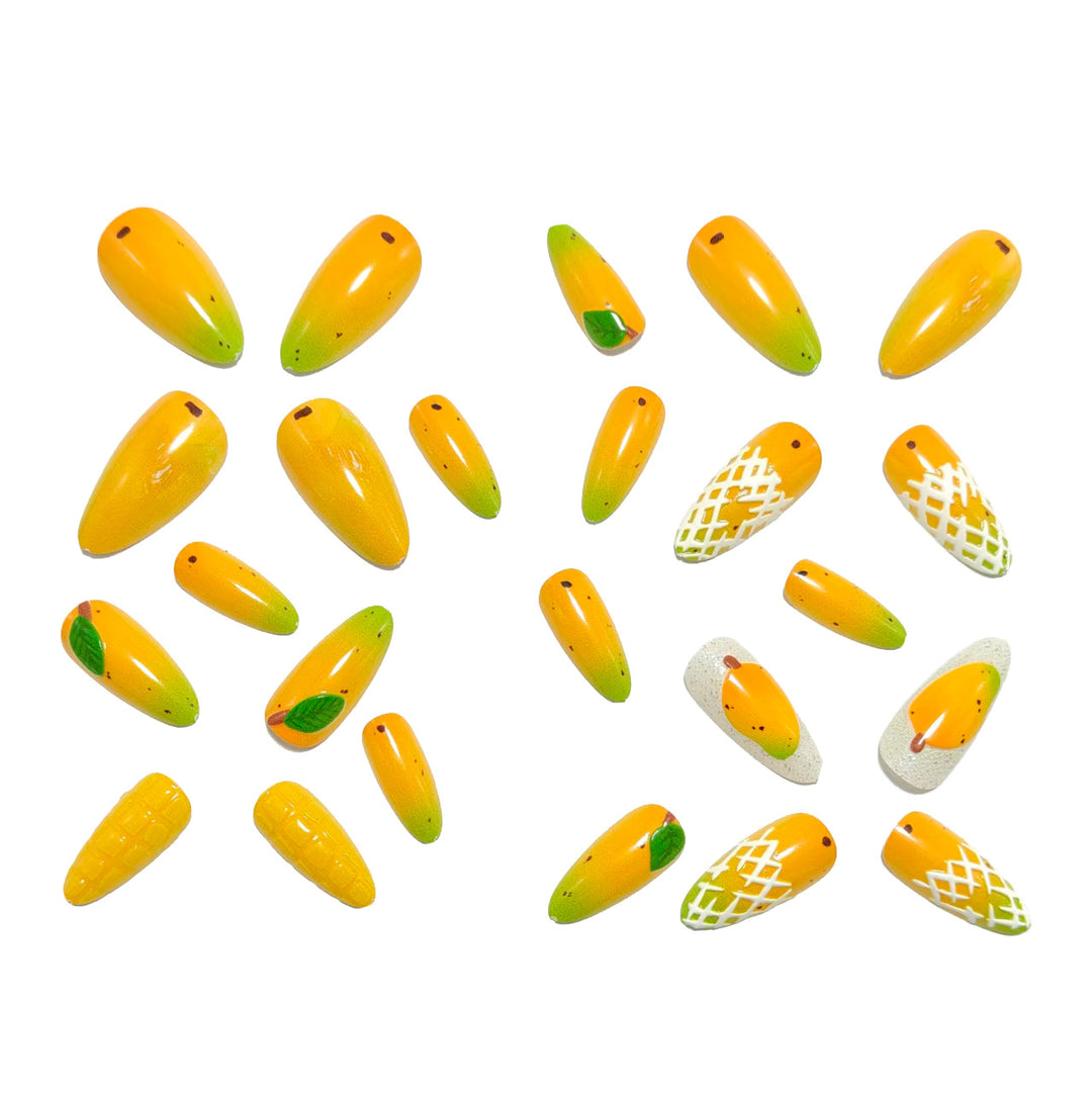 Creative artificial nails with colorful mango design Kalsten