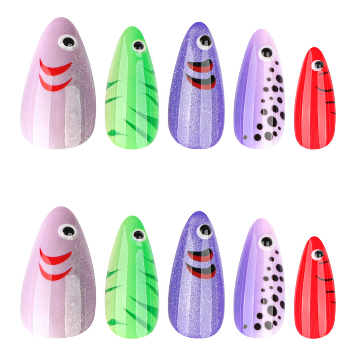 Artful Nail Extensions with Playful Fish Design Kalsten