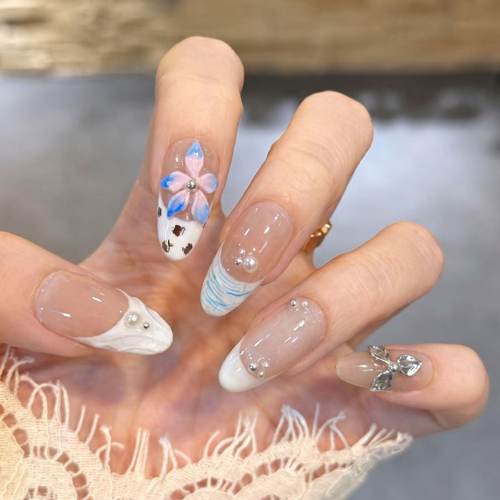 Floral Embellished Press-On Nail Art Set Kalsten 1788224030