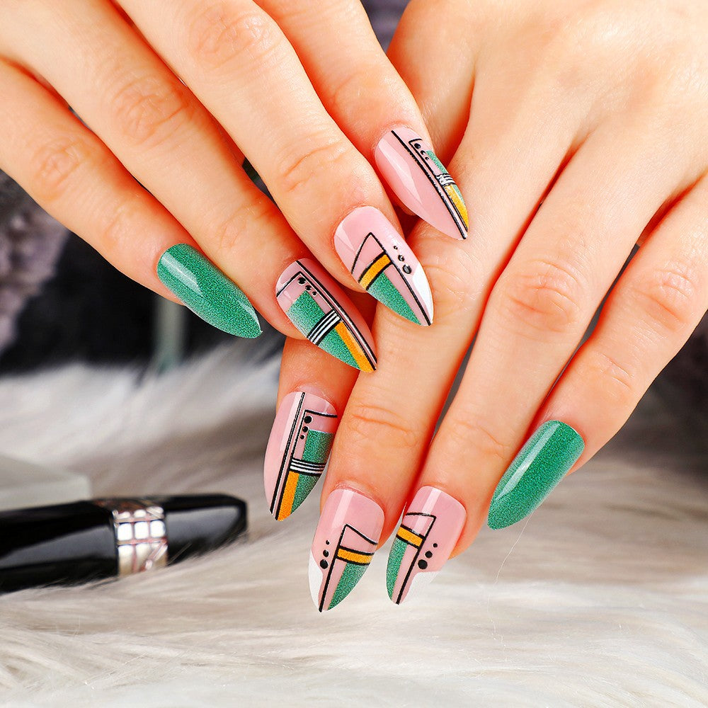 Creative design artificial nails with piano keys motif Kalsten